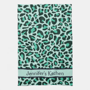 Toalla de cocina retro con estampado de leopardo a
