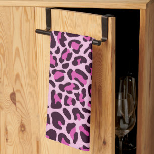 Toalla de cocina retro de leopardo magenta