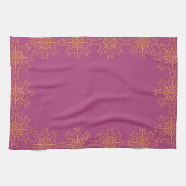 Toalla de cocina retro Mandala Boysenberry (Horizontal)