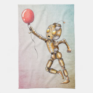 Toalla de cocina Robot persiguiendo un globo rojo