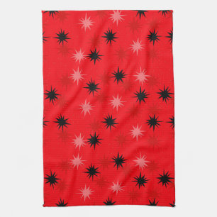 Toalla de cocina roja atómica de Starbursts