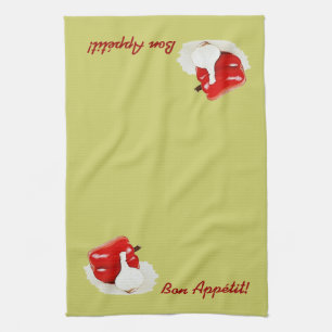 toalla de cocina roja del paprika y del ajo