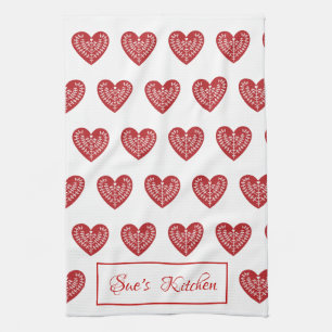 Toalla de cocina roja escandinava personalizada