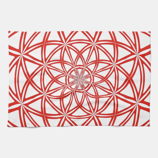 Toalla de cocina roja y blanca con diseño abstract (Horizontal)