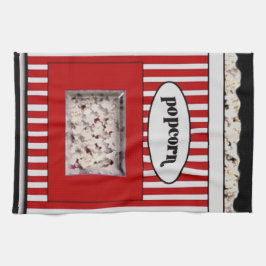 Toalla de cocina roja y negra de las palomitas