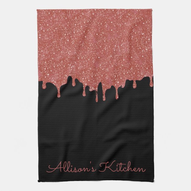 Toalla de Cocina Rosa con Brillo Personalizada (Vertical)
