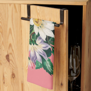 Toalla de cocina rosa con ramo de flores vintage
