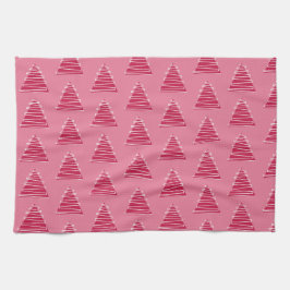 Toalla de cocina rosa de árboles de Navidad