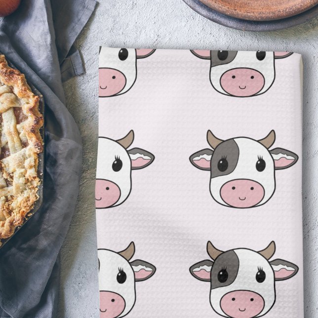 Toalla de cocina rosa de vaca suave (Cute Cow Pink Kitchen Towel)