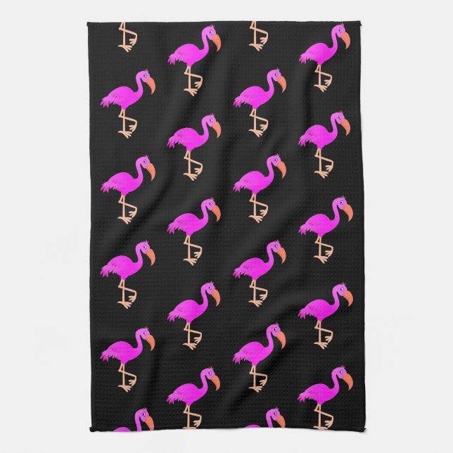 Toalla de cocina rosa Flamingo - Elegir color (Vertical)