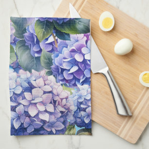 Toalla de cocina rosa púrpura azul Hydrangea