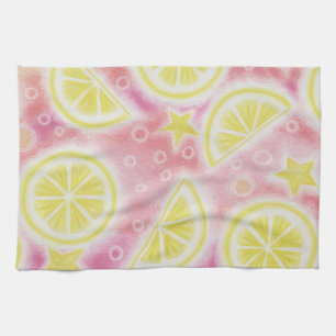 Toalla de cocina rosada de los "limones" de la