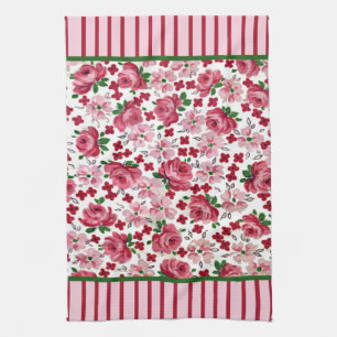 Toalla de cocina rosada de los rosas del vintage