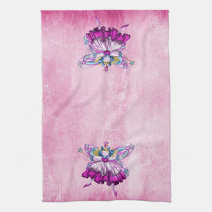 Toalla de cocina rosada linda de las hadas del