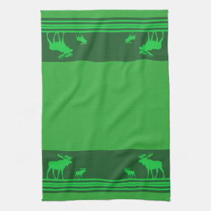 Toalla de cocina rústica con estampado de alce ver