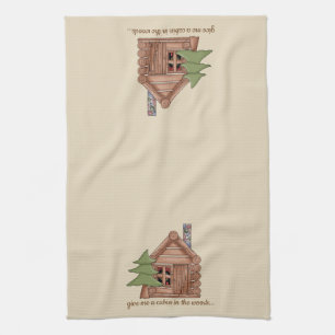 Toalla de cocina rústica de la cabaña de madera