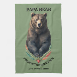 Toalla de cocina rústica personalizada del oso pap