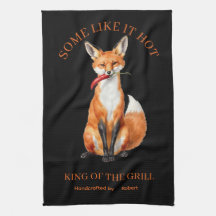Toalla de cocina rústica personalizada Spicy Fox