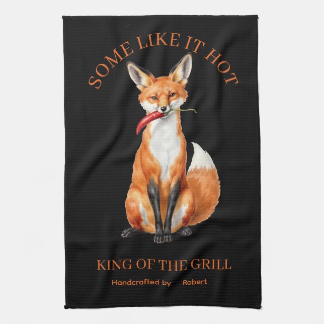 Toalla de cocina rústica personalizada Spicy Fox (Vertical)
