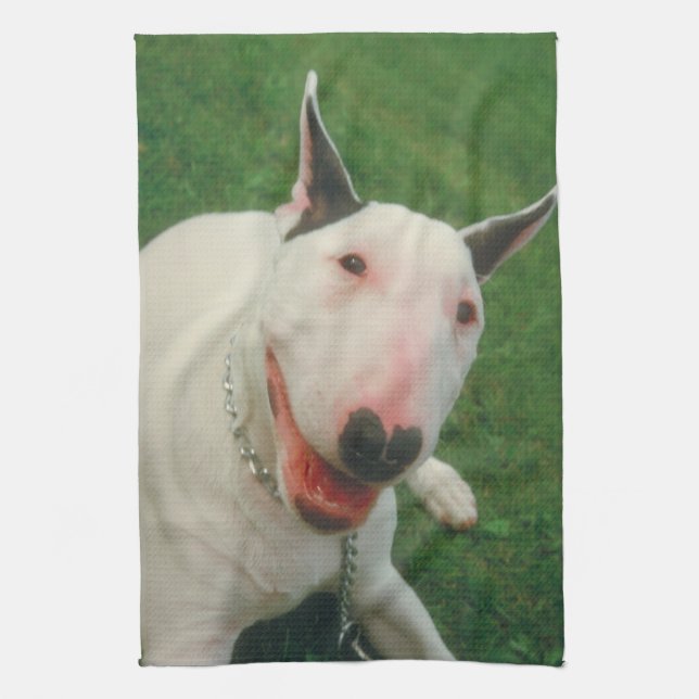 Toalla de cocina sonriente del perro de bull (Vertical)