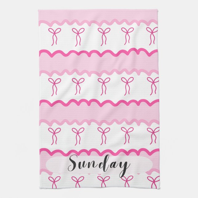 Toalla de cocina Sunday Pink Bows & Waves - (Vertical)