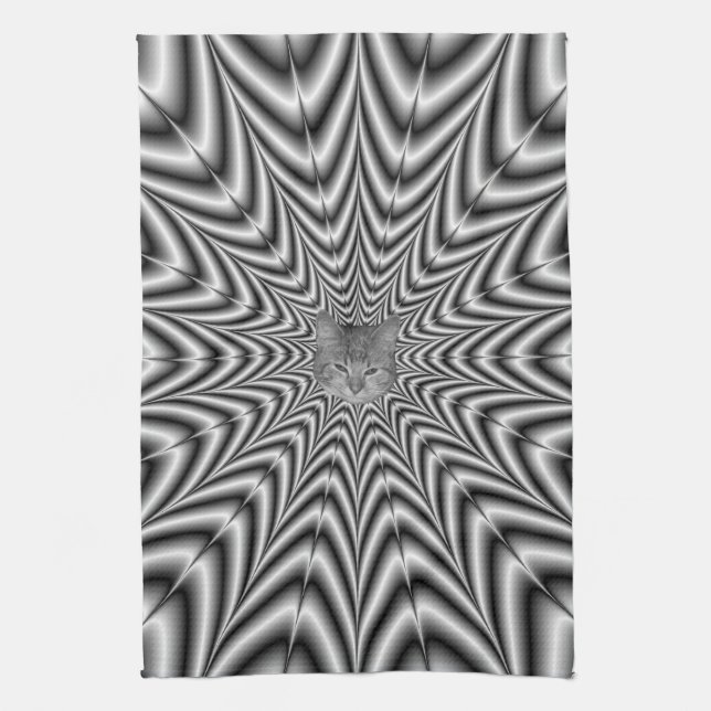 Toalla de cocina Super Nova en blanco y negro (Vertical)
