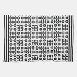 Toalla de cocina Tapiz galés diseño negro en blanc