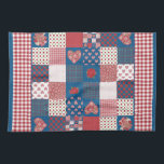 Toalla de cocina, toalla de té, imitación de patch<br><div class="desc">Una moda, una toalla de cocina de estilo rústico o una toalla de té, con un falso mosaico de varios patrones de coordinación de "Corazones y Rosas", en conjunto con un Check Gingham de color rojo y blanco a juego. Parte de la colección "Corazones y Rosas" de Posh & Painterly....</div>