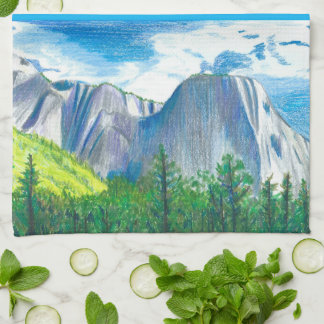 Toalla de cocina tonos azules paisaje del valle de