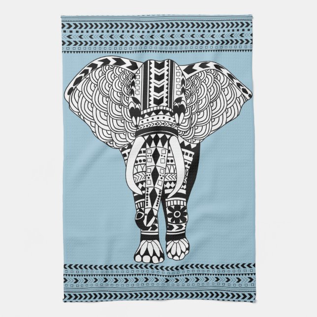 Toalla de cocina tribal del elefante (Vertical)