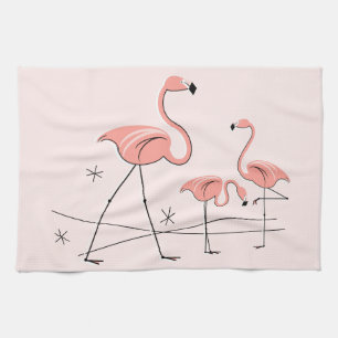 Toalla de cocina Trío de flamencos rosados 2