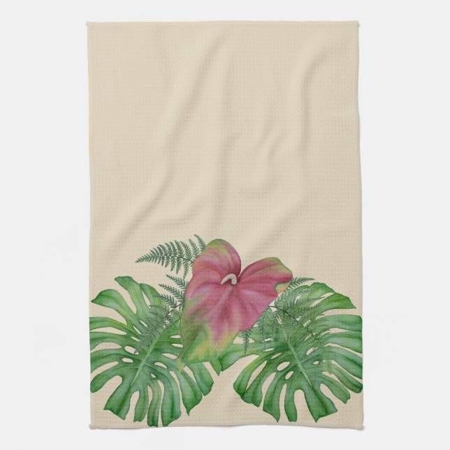 Toalla de cocina tropical de la flor de Monstera y (Vertical)