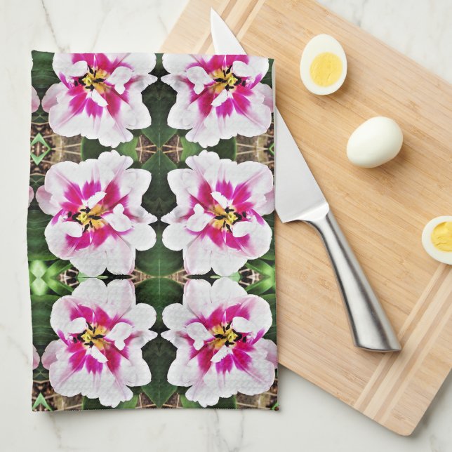 Toalla de cocina Tulipanes rosados (Doblado Cuarto)