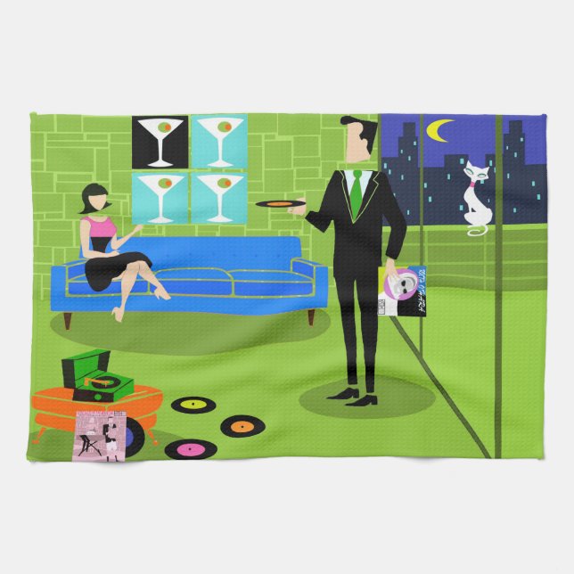 Toalla de cocina urbana retra de los pares del (Horizontal)