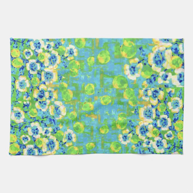 Toalla de cocina verde y amarilla de verano (Horizontal)