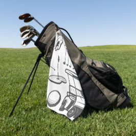 Toalla de colección de elementos de golf de época