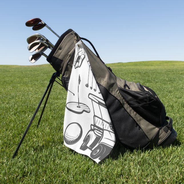 Toalla de colección de elementos de golf de época (Verde)