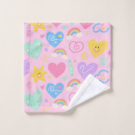 Toalla de Corazón y Doodles - Estilo Pastel Kidcor