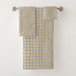 TOALLA DE CUARTO DE BAÑO ABSTRACTA RETRO GOLD GRAY