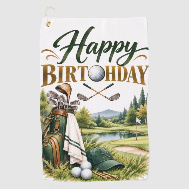 Toalla de cumpleaños de golf personalizada (Anverso)