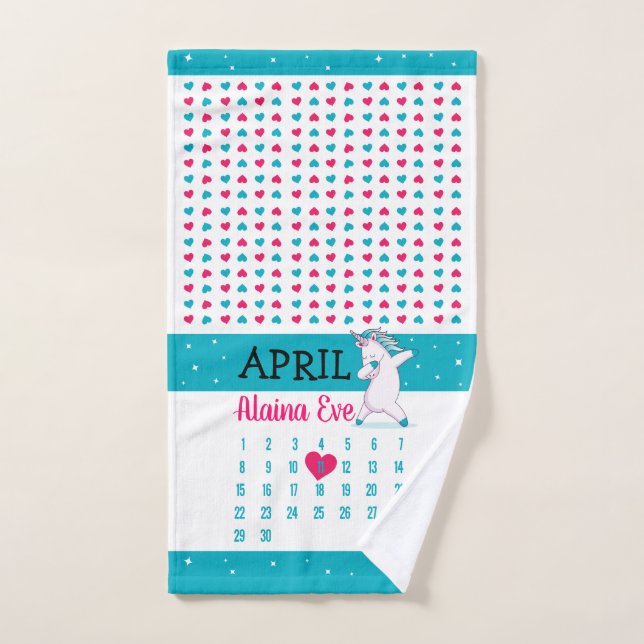 Toalla de cumpleaños del calendario de nombres de  (Toalla de mano)