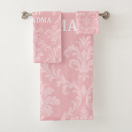 Toalla de Damasco Rosa Suave y Blanco Abuela del M