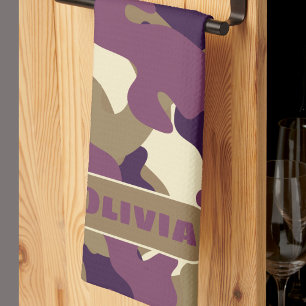 Toalla de decoración de camuflaje camo verde púrpu