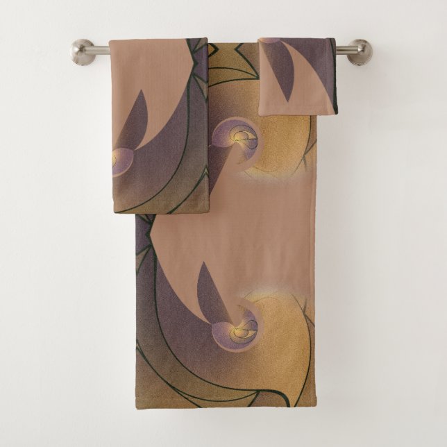 Toalla de diseñador de tono terroso suave (In situ)