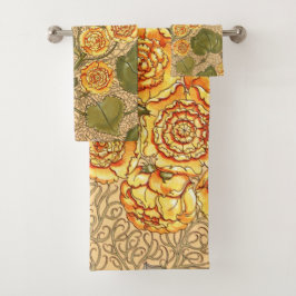 Toalla de flores amarillas antiguas