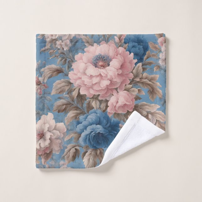 Toalla De Flores Azules Y Rosa De Pastel Victorian (Toallita)