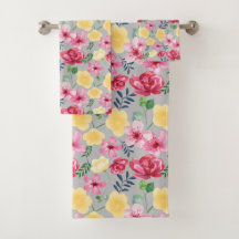 Toalla de flores botánicas acuarelas