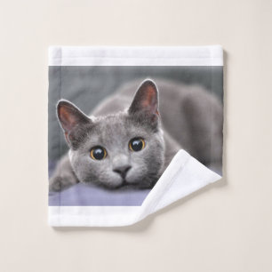 Toalla de gato azul ruso