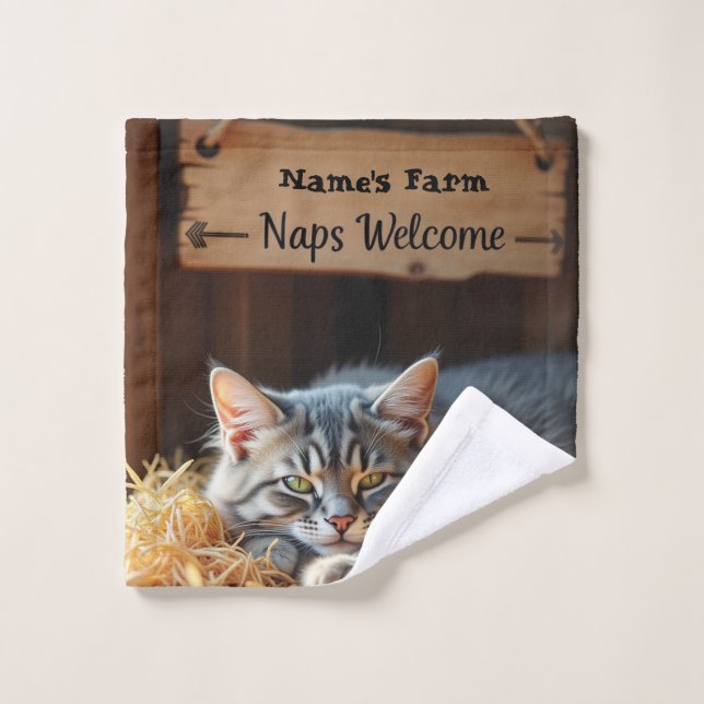 Toalla de gato de granja personalizada (Toallita)