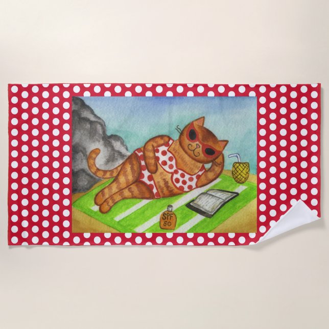 Toalla de gato de playa linda  (Anverso)